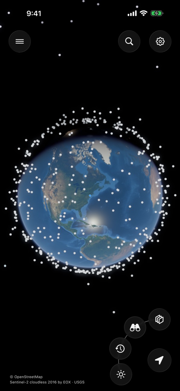 The globe wrapped in satellites